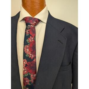 Stafford Blazer Sport Jacket Coat Mens 48L Blue Wool Polyester Gold Buttons